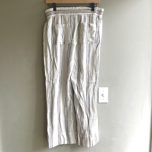 Jolt Striped Shorts Womens L Large Casual Summer Boho Beige Brown Blue Linen - Picture 9 of 16